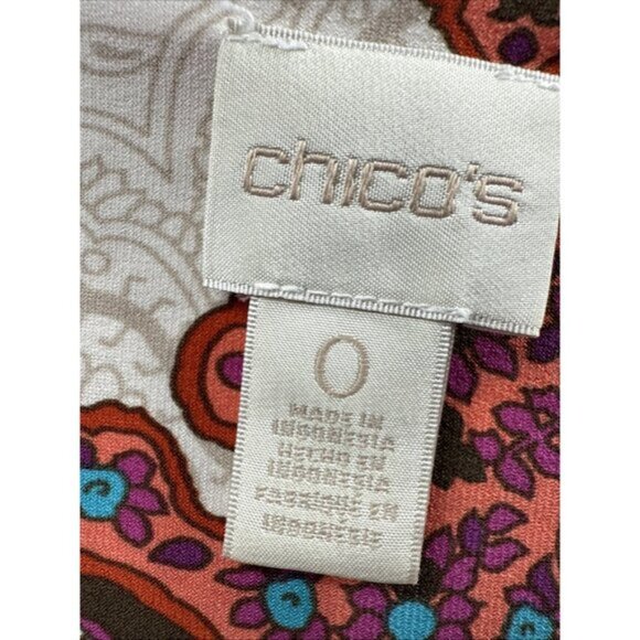 Chicos Womens Maxi Dress Small Short Sleeve Long Colorful Slinky Side Slits 14" - Picture 2 of 8